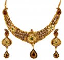 22kt Gold Antique Necklace Set  - Click here to buy online - 8,422 only..