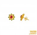 Click here to View - 22Kt Gold Ruby colored stone and Emerald Earrings 