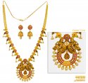 22 Karat Gold Temple Necklace Set - Click here to buy online - 8,304 only..