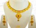 22Kt Gold Stones Necklace Set - Click here to buy online - 5,965 only..