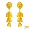22 Kt Gold Jhumka Earrings - Click here to buy online - 1,739 only..