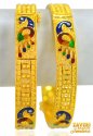 22kt Gold Peacock Kadas (2PC) - Click here to buy online - 4,112 only..