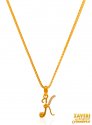 Click here to View - 22K Gold Initial Pendant (Letter K) 
