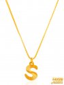 Click here to View - 22K Gold Initial Pendant (Letter S) 