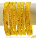 22kt Gold Indian Bangles Set (6pc) - Click here to buy online - 7,770 only..