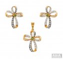 Gold Two Tone Cz Pendant Set - Click here to buy online - 1,121 only..
