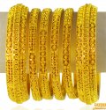 22KT Gold Bangles Set (6 PCs) - Click here to buy online - 9,419 only..