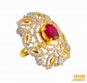 22Kt Gold Ruby Colored Stone Ring - Click here to buy online - 1,225 only..