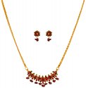 22Kt Gold Ruby Necklace Set - Click here to buy online - 2,973 only..