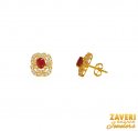 Click here to View - 22 Kt Gold Ruby Colored Stone Earrings 
