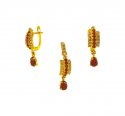 22kt Gold Ruby Pendant Set - Click here to buy online - 862 only..