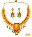 22 Kt Gold Temple Necklace Set - Click here to buy online - 6,623 only..