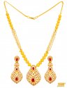 22K Gold Pearls, Ruby Necklace Set  - Click here to buy online - 5,562 only..