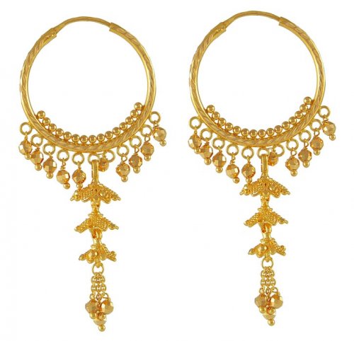 22k Gold Hoops Ajer50155 Earrings With Hanging 22k Gold Hoops