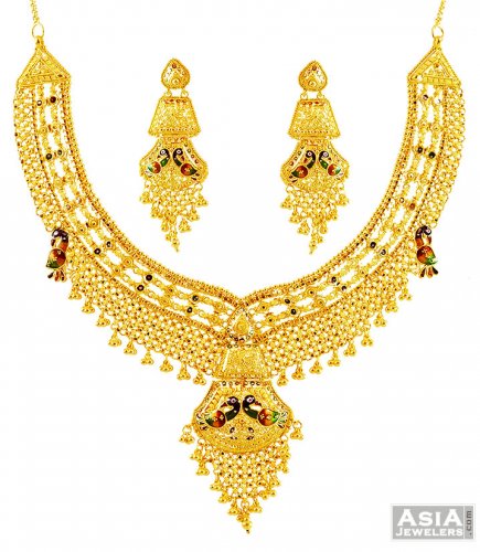 ... sets 22k necklace set big code ajst57659 22k exclusive peacock bridal