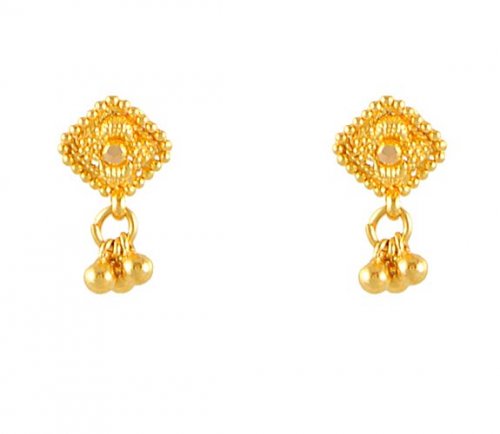 Gold Earrings Ajer50667 22k With Tiny Little Gold Earrings