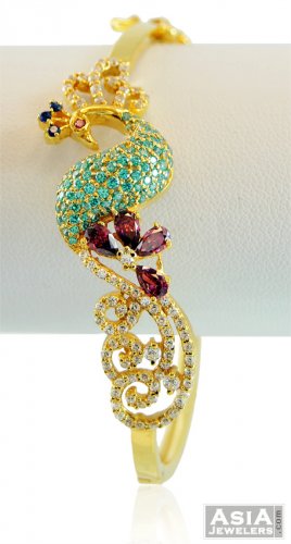 Beautiful 22K Peacock Bangle - AjBa58313 - 22K Gold Bangle Bracelet