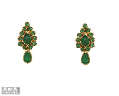 22k Designer Emerald Earrings Ajer54466 Gold 22k Designer Emerald Earrings