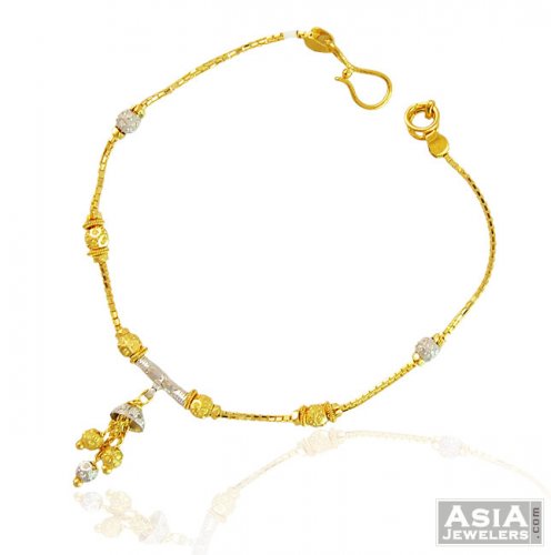 22k Two Tone Ball Chain Bracelet Ajbr58479 Beautiful Gold 22k Two Tone Ball Chain Bracelet