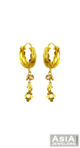 22k Small Fancy Gold Hoop Earrings Ajer55815 22k Small Fancy Gold Hoop Earrings