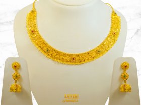 22Kt Gold Stone Necklace Set ( Stone Necklace Sets )