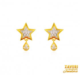 22kt Gold Star Earrings with CZ ( 22K Gold Tops )