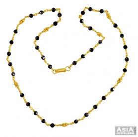 Gold Black Beads Chain 22K