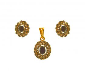22K Gold Pendant set with Sapphire ( Precious Stone Pendant Sets )