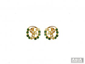 22K Emerald and Pearl Earrings 