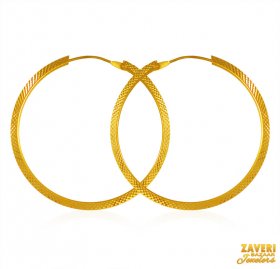 22 Karat Gold Big Hoop Earrings  ( 22K Gold Hoops )