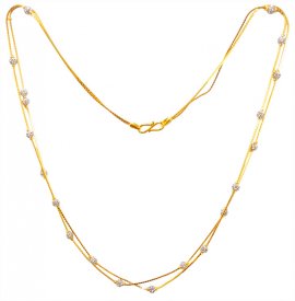 22kt Gold Two Tone Chain Necklace for Girls