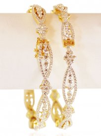 18Kt Gold Diamond Bangles (Pair)