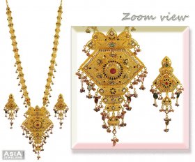 22K Gold Long Necklace Set