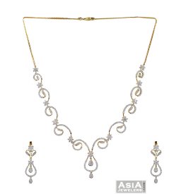 18k Gold Diamond Necklace Set 