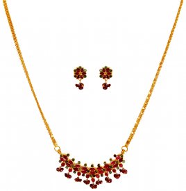 22Kt Gold Ruby Necklace Set ( Stone Necklace Sets )