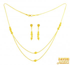 22K Gold  Layered Necklace ( 22K Light Necklace Sets )