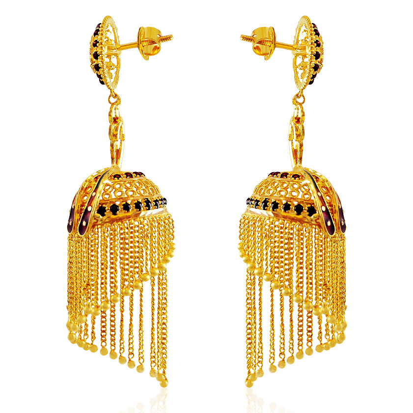  [ 22K Gold Earrings > 22K Gold Peacock Jhumki  ]