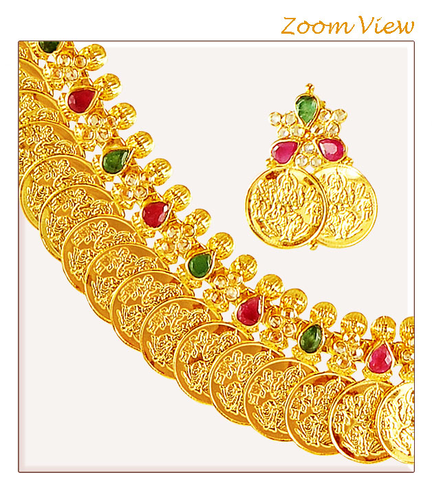  [ 22K Gold Necklace Sets > 22kt Gold Kasu mala  ]