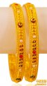 22K Gold Multicolor Bangles (2 Pcs) - Click here to buy online - 2,723 only..