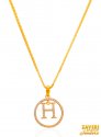 22K Gold Initial Pendant (Letter H) - Click here to buy online - 340 only..