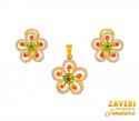 22Kt Gold Fancy CZ Pendant Set - Click here to buy online - 1,326 only..