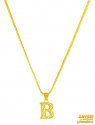 22K Gold Initial Pendant (Letter B) - Click here to buy online - 94 only..