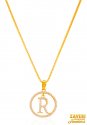 22K Gold Initial Pendant (Letter R) - Click here to buy online - 214 only..