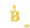22Kt Gold Initial Pendant (B) - Click here to buy online - 221 only..