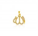 22 kt Gold Allah Pendant with CZ - Click here to buy online - 705 only..