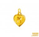 22Kt Gold Initial Pendant (M) - Click here to buy online - 202 only..