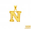 Click here to View - 22Kt Gold Initial Pendant (N) 