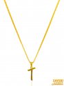 22K Gold TwoTone Pendant (Letter T) - Click here to buy online - 94 only..