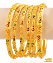 22Kt Gold Meenakari Bangles (6Pc) - Click here to buy online - 9,459 only..