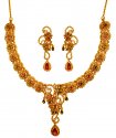 22K Gold Diamond Polki Necklace Set - Click here to buy online - 19,042 only..